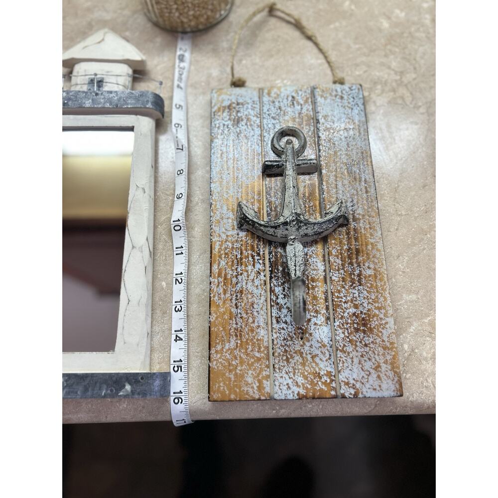 Nautical Bathroom Decor Lighthouse Mirror Anchor Hook Beach House Shore Home - Picture 11 of 13